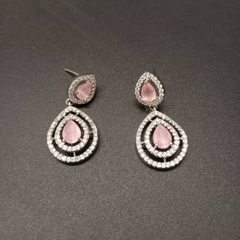 Pink American Diamond Choker Designer Jewellery Necklace with Onyx Beading for Women 3