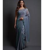 Grey Georgette Sequins Work Saree with blouse