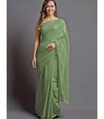 Sea Green Georgette Sequins Work Saree with blouse