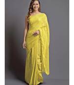Yellow Georgette Sequins Work Saree with blouse