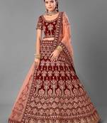 Maroon Velvet Base Lehenga Choli