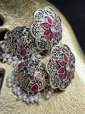Pink amber earrings 1
