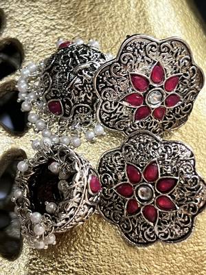 Pink amber earrings 3
