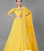 Designer Yellow Lehenga Choli With Soft Net Dupatta Set
