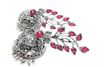 Pink cubic zirconia earrings 4