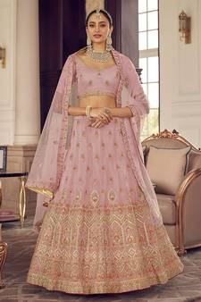 peach Color Lehenga Choli With Soft Net Dupatta Set