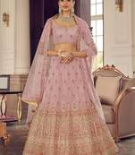 peach Color Lehenga Choli With Soft Net Dupatta Set