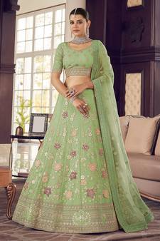 green Color Designer Lehenga Choli With Dupatta