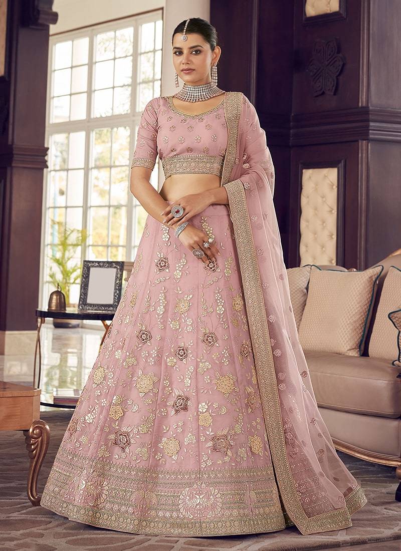 peach Color organza Base Gota Work Lehenga Choli With Soft Net Dupatta