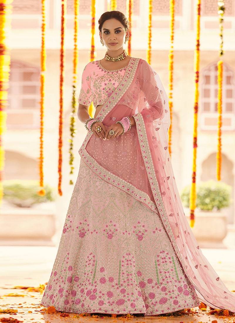 pink Color Georgette Base Lehenga Choli With Soft Dupatta