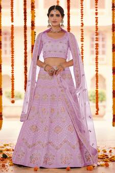pink organza plain Work Lehenga Choli Net Dupatta