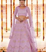 pink organza plain Work Lehenga Choli Net Dupatta