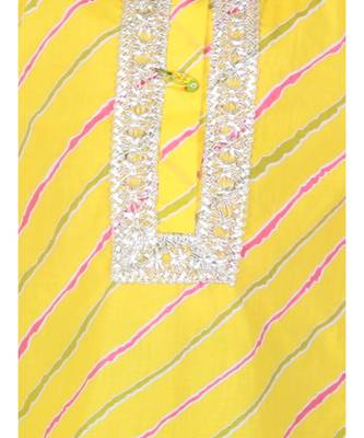 Yellow   Green Leheriya Print Kurti Salwar Suit 5
