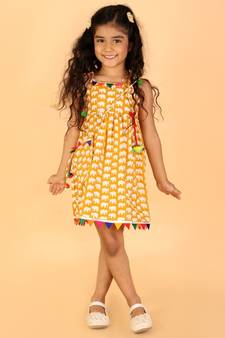 Mustard Pancham frock with Side Bag