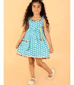 Sky blue Pancham frock with Sizde Bag