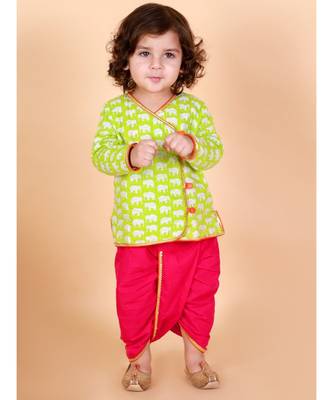 Green   pink Krish Angrakha Dhoti 1