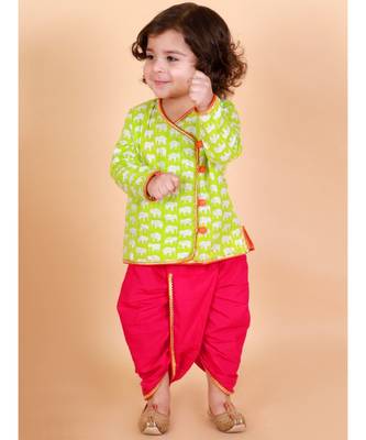 Green   pink Krish Angrakha Dhoti 3