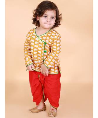 Yellow   Red Krish Angrakha Dhoti 1