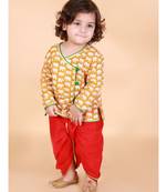 Yellow   Red Krish Angrakha Dhoti