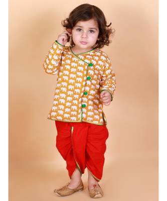Yellow   Red Krish Angrakha Dhoti 3