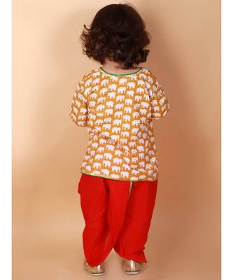 Yellow   Red Krish Angrakha Dhoti 4