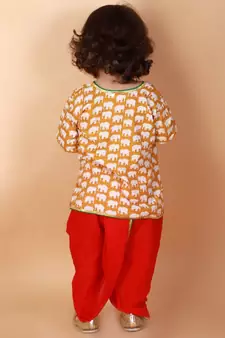 Yellow   Red Krish Angrakha Dhoti