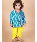 Sky blue   Yellow Krish Angrakha Dhoti