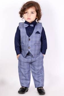 Grey  Party Wear suit with bow-tie
