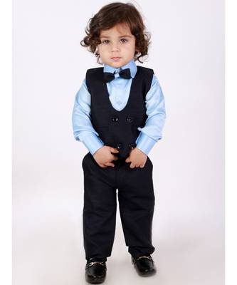 Navy   blue Party Wear suit with bow-tie 1