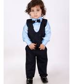 Navy   blue Party Wear suit with bow-tie