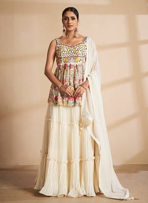 Classic Off White Long Lehenga Choli With Dupatta 1