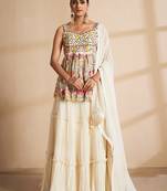 Classic Off White Long Lehenga Choli With Dupatta