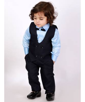 Navy   blue Party Wear suit with bow-tie 3