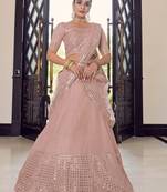 peach Color Georgette Base sequins Work Lehenga Choli With Dupatta