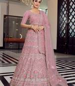 pink Color Mirror Work Lehenga Choli With Net Dupatta Set