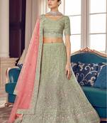 Pista Color Lehenga Choli Zari & plain Work With Soft Net Dupatta