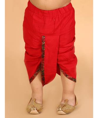 Red Festive Kurta Dhoti With Printed Jacket 5