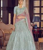 Turquoise Color Zarkan Work lehenga choli with net dupatta