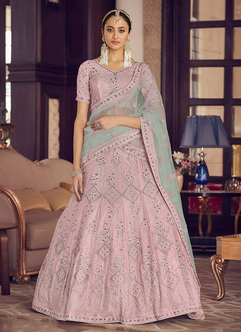 pink Sequins Work Lehenga Choli With Dupatta
