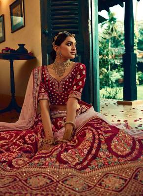 Velvet Material Maroon Color Stone And plain Work Lehenga 3