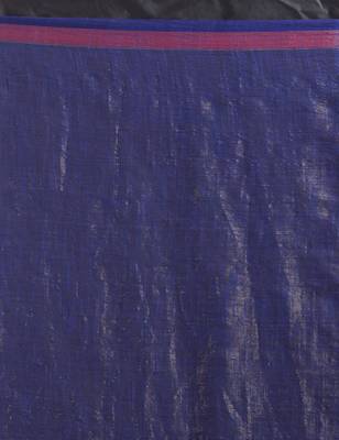 Blue hand woven cotton saree with blouse 4