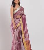 Purple hand woven tissue saree with blouse