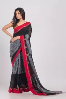 Multicolor hand woven cotton saree with blouse