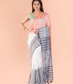 Multicolor hand woven cotton saree with blouse