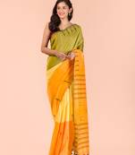 Multicolor hand woven cotton saree with blouse