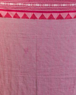 Coral hand woven cotton saree with blouse 5