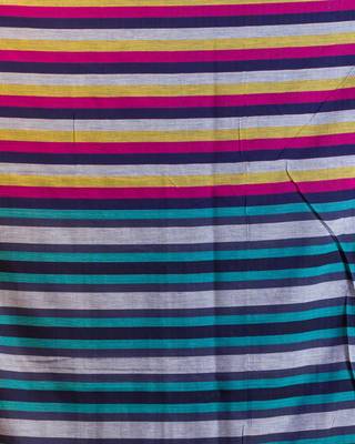 Multicolor hand woven cotton saree with blouse 5