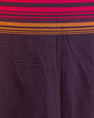 Dark brown hand woven cotton saree with blouse 5
