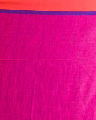 Pink hand woven cotton saree with blouse 5