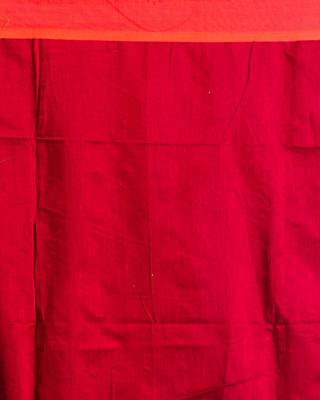 Green hand woven blended cotton saree with blouse 5